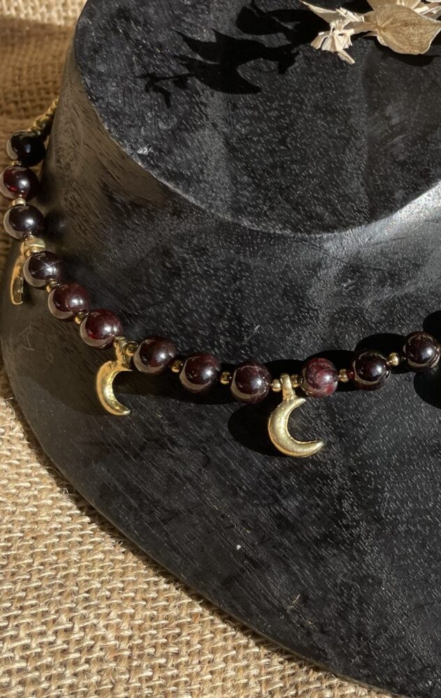Le Grenat, Colliers Perles Naturelles Laiton Artisanat Vendée Acier Inoxydable Fait Main Pièce Unique Pierre de Soleil Cristal de Roche Citrine Quartz Rose Grenat