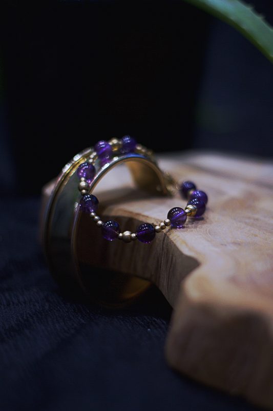 Bracelet, Améthyste, Laiton, Acier Inoxydable. Fait Main. Pierres Naturelles. Artisanat. Lithothérapie.