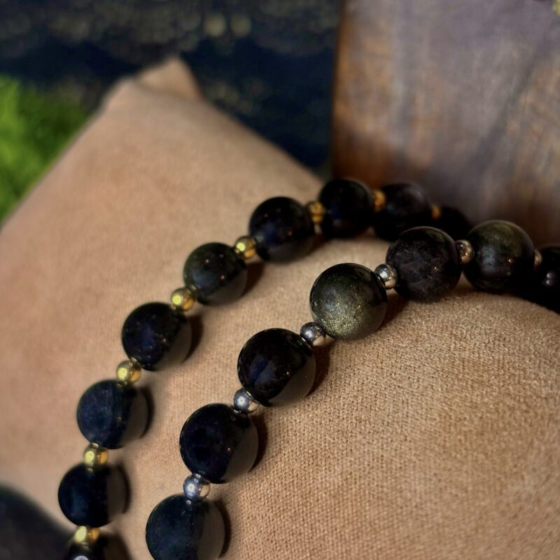 Bracelet en perles d'Obsidienne Dorée